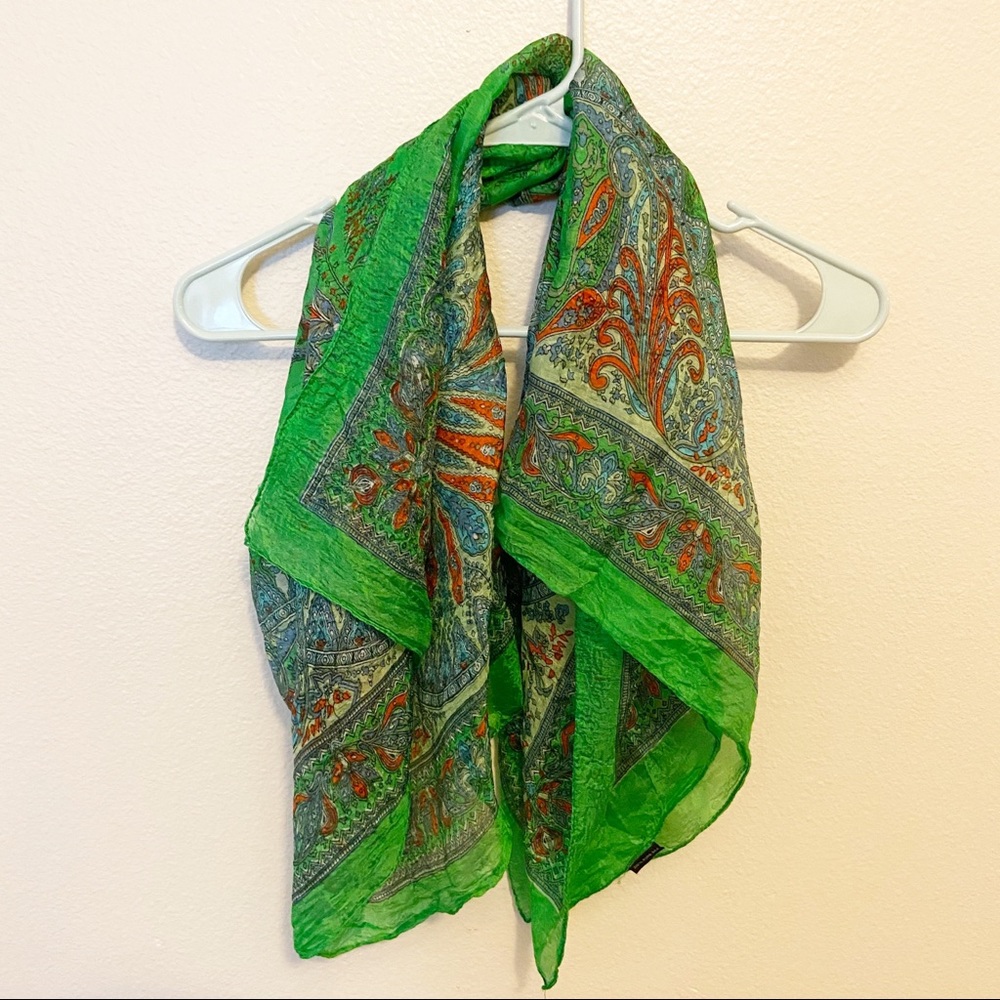 100% Silk scarf square lightweight sheer gorgeous
